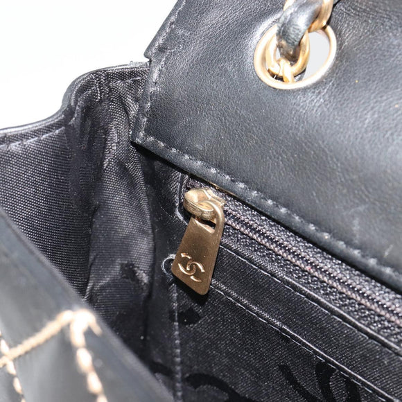 CHANEL Wild Stitch Chain Shoulder Bag Leather Black Gold CC Auth 189724V