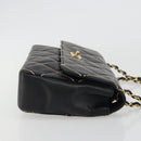 CHANEL Wild Stitch Chain Shoulder Bag Leather Black Gold CC Auth 189724V-3