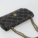 CHANEL Wild Stitch Chain Shoulder Bag Leather Black Gold CC Auth 189724V-6