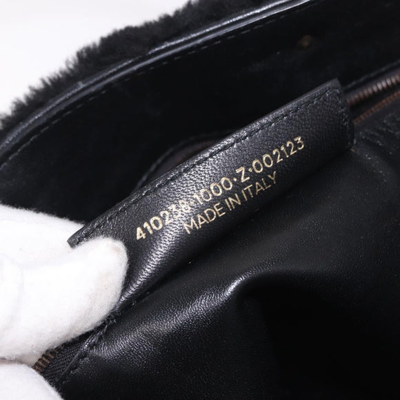 BALENCIAGA Hand Bag Fur 2way Black Auth 189725A