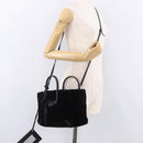 BALENCIAGA Hand Bag Fur 2way Black Auth 189725A-26