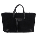 BALENCIAGA Hand Bag Fur 2way Black Auth 189725A-13