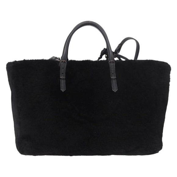 BALENCIAGA Hand Bag Fur 2way Black Auth 189725A