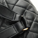 CHANEL Matelasse Backpack Lamb Skin Black Gold CC Auth 189728V-11