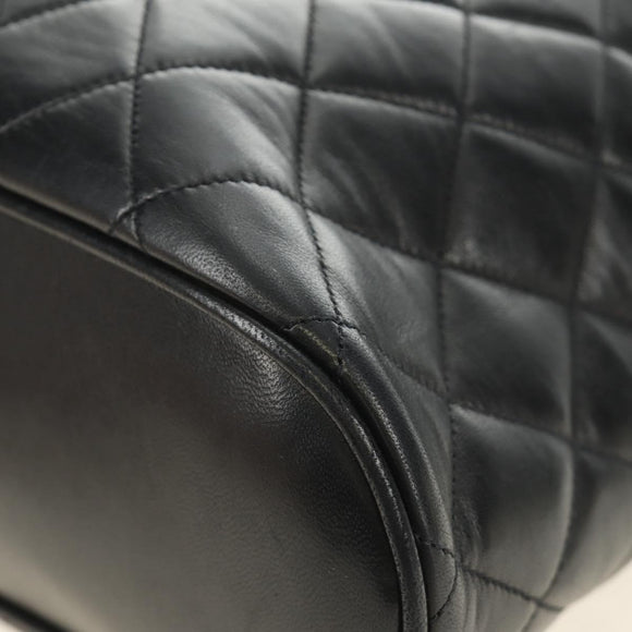 CHANEL Matelasse Backpack Lamb Skin Black Gold CC Auth 189728V