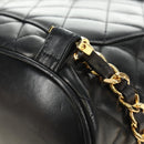 CHANEL Matelasse Backpack Lamb Skin Black Gold CC Auth 189728V-17