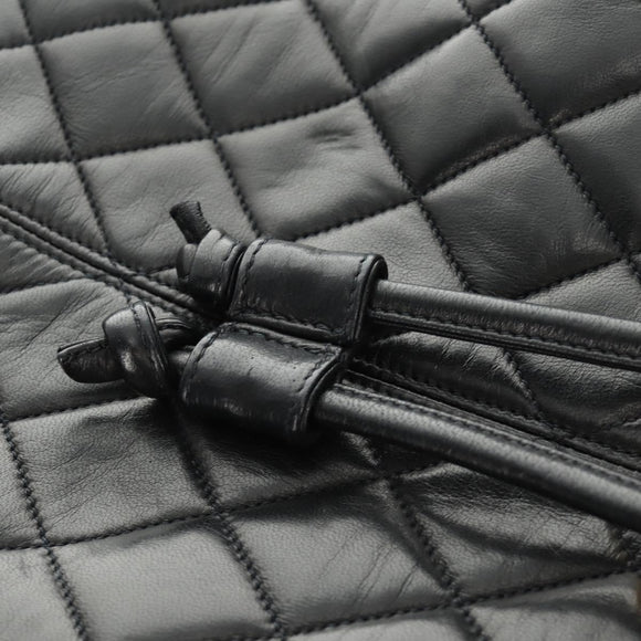 CHANEL Matelasse Backpack Lamb Skin Black Gold CC Auth 189728V