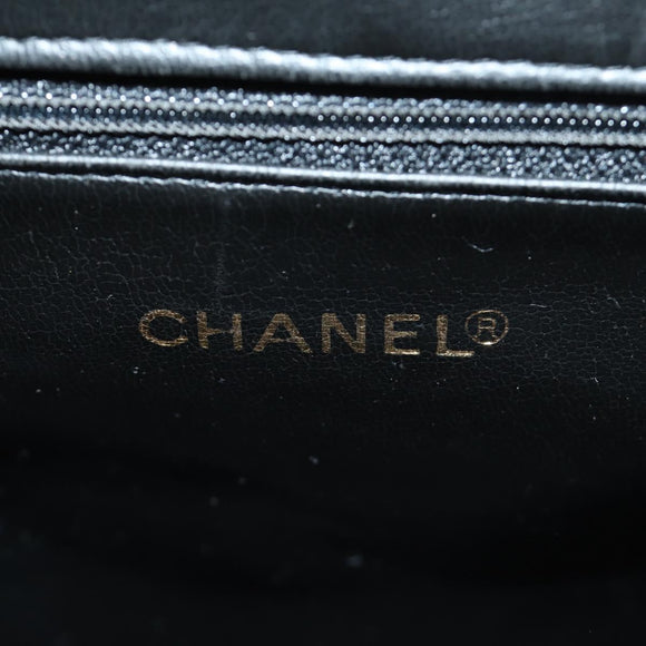 CHANEL Matelasse Backpack Lamb Skin Black Gold CC Auth 189728V