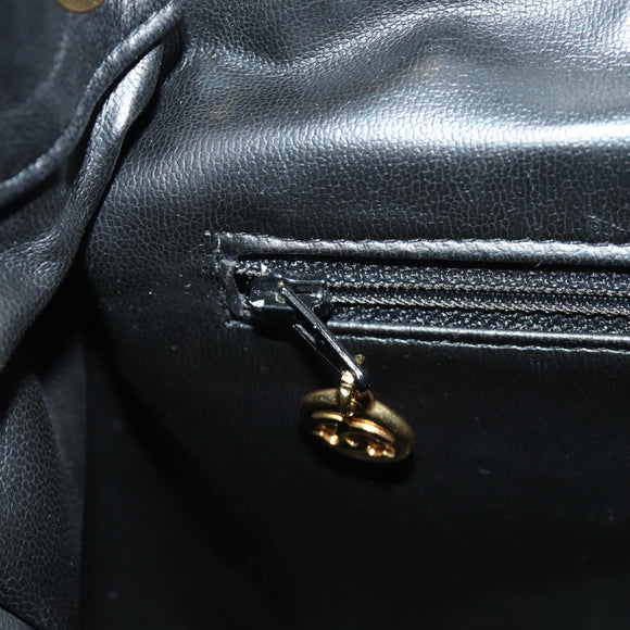 CHANEL Matelasse Backpack Lamb Skin Black Gold CC Auth 189728V
