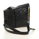 CHANEL Matelasse Backpack Lamb Skin Black Gold CC Auth 189728V-7