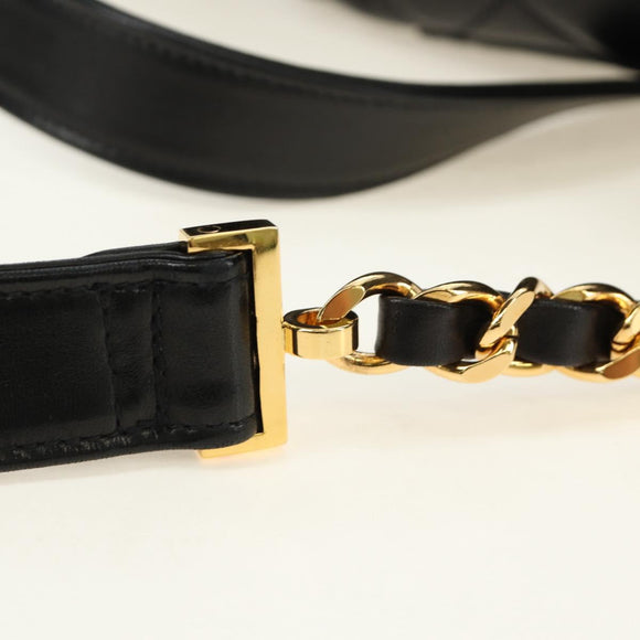 CHANEL Matelasse Backpack Lamb Skin Black Gold CC Auth 189728V