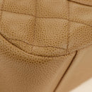 CHANEL Matelasse Chain Shoulder Bag Caviar Skin Beige Gold CC Auth 189729SV-14