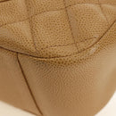 CHANEL Matelasse Chain Shoulder Bag Caviar Skin Beige Gold CC Auth 189729SV-15