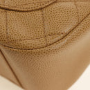CHANEL Matelasse Chain Shoulder Bag Caviar Skin Beige Gold CC Auth 189729SV-17