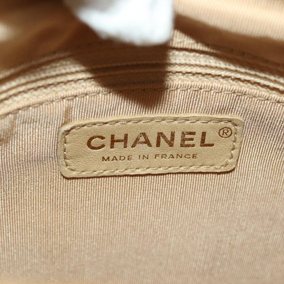 CHANEL Matelasse Chain Shoulder Bag Caviar Skin Beige Gold CC Auth 189729SV