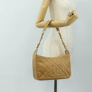 CHANEL Matelasse Chain Shoulder Bag Caviar Skin Beige Gold CC Auth 189729SV-23
