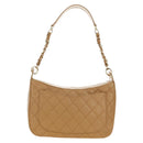 CHANEL Matelasse Chain Shoulder Bag Caviar Skin Beige Gold CC Auth 189729SV-2