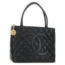 CHANEL Matelasse Standard Tote Bag Caviar Skin Black Gold CC Auth 189730SV-1