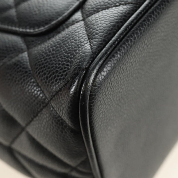 CHANEL Matelasse Standard Tote Bag Caviar Skin Black Gold CC Auth 189730SV