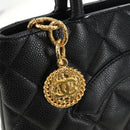 CHANEL Matelasse Standard Tote Bag Caviar Skin Black Gold CC Auth 189730SV-19