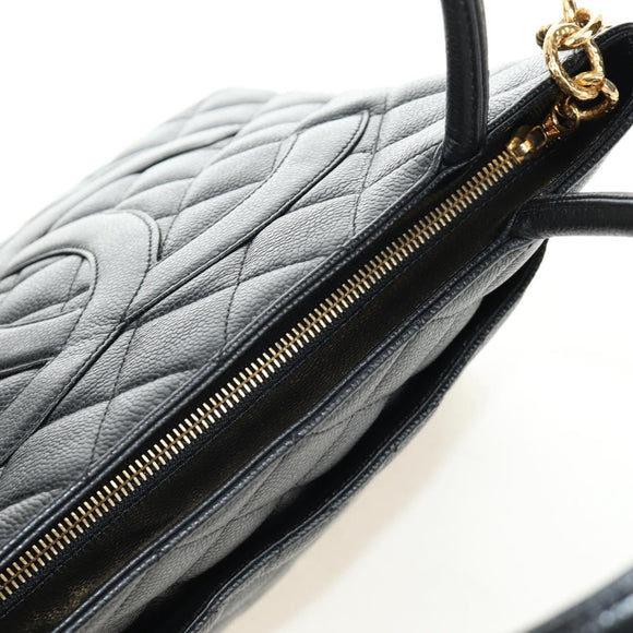 CHANEL Matelasse Standard Tote Bag Caviar Skin Black Gold CC Auth 189730SV