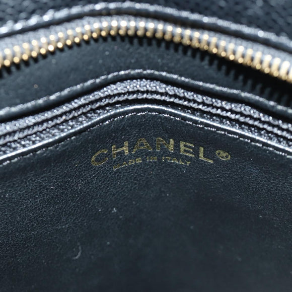 CHANEL Matelasse Standard Tote Bag Caviar Skin Black Gold CC Auth 189730SV