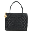 CHANEL Matelasse Standard Tote Bag Caviar Skin Black Gold CC Auth 189730SV-13