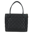 CHANEL Matelasse Standard Tote Bag Caviar Skin Black Gold CC Auth 189730SV-2