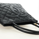 CHANEL Matelasse Standard Tote Bag Caviar Skin Black Gold CC Auth 189730SV-6
