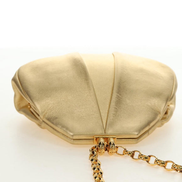 CHANEL Chain Shoulder Bag Leather Gold CC Auth 189731SM