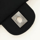 CHANEL Choco Bar Chain Shoulder Bag Cotton Jersey Black Silver CC Auth 189732V-17