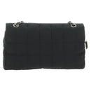 CHANEL Choco Bar Chain Shoulder Bag Cotton Jersey Black Silver CC Auth 189732V-3