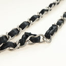 CHANEL Choco Bar Chain Shoulder Bag Cotton Jersey Black Silver CC Auth 189732V-8