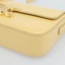 CELINE Triomphe Shoulder Bag Leather Ivory Gold Auth 189733SM-9