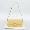 CELINE Triomphe Shoulder Bag Leather Ivory Gold Auth 189733SM-12