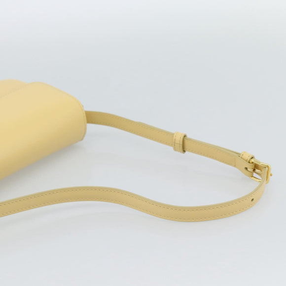CELINE Triomphe Shoulder Bag Leather Ivory Gold Auth 189733SM