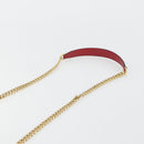 PRADA Chain Shoulder Bag Safiano Leather Red Gold Auth 189736-15