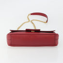 PRADA Chain Shoulder Bag Safiano Leather Red Gold Auth 189736-7