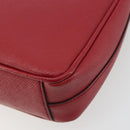 PRADA Chain Shoulder Bag Safiano Leather Red Gold Auth 189736-18