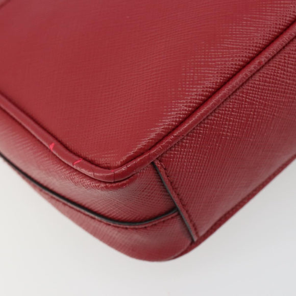 PRADA Chain Shoulder Bag Safiano Leather Red Gold Auth 189736