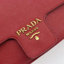 PRADA Chain Shoulder Bag Safiano Leather Red Gold Auth 189736-20