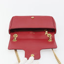 PRADA Chain Shoulder Bag Safiano Leather Red Gold Auth 189736-9