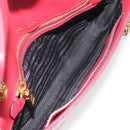 PRADA Chain Shoulder Bag Safiano Leather Red Gold Auth 189736-10