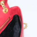 PRADA Chain Shoulder Bag Safiano Leather Red Gold Auth 189736-22