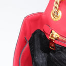 PRADA Chain Shoulder Bag Safiano Leather Red Gold Auth 189736-23