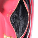 PRADA Chain Shoulder Bag Safiano Leather Red Gold Auth 189736-25