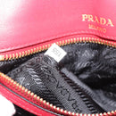 PRADA Chain Shoulder Bag Safiano Leather Red Gold Auth 189736-11