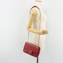 PRADA Chain Shoulder Bag Safiano Leather Red Gold Auth 189736-27