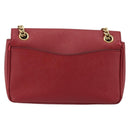 PRADA Chain Shoulder Bag Safiano Leather Red Gold Auth 189736-2