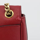 PRADA Chain Shoulder Bag Safiano Leather Red Gold Auth 189736-3